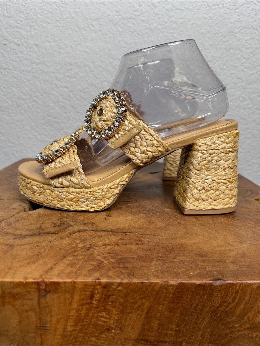 ABOUND RONDA RAFFIA PLATFORM
MULE SANDALS RHINESTONE BUCKLE NATURAL SIZE 6.5 - Picture 5 of 16